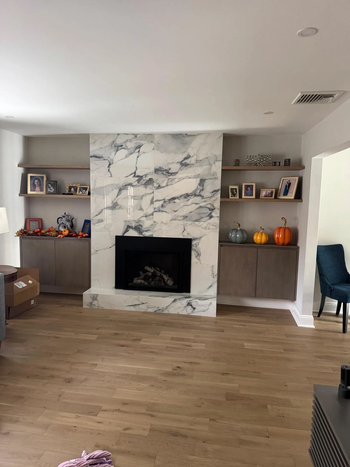 Marble fireplace finished