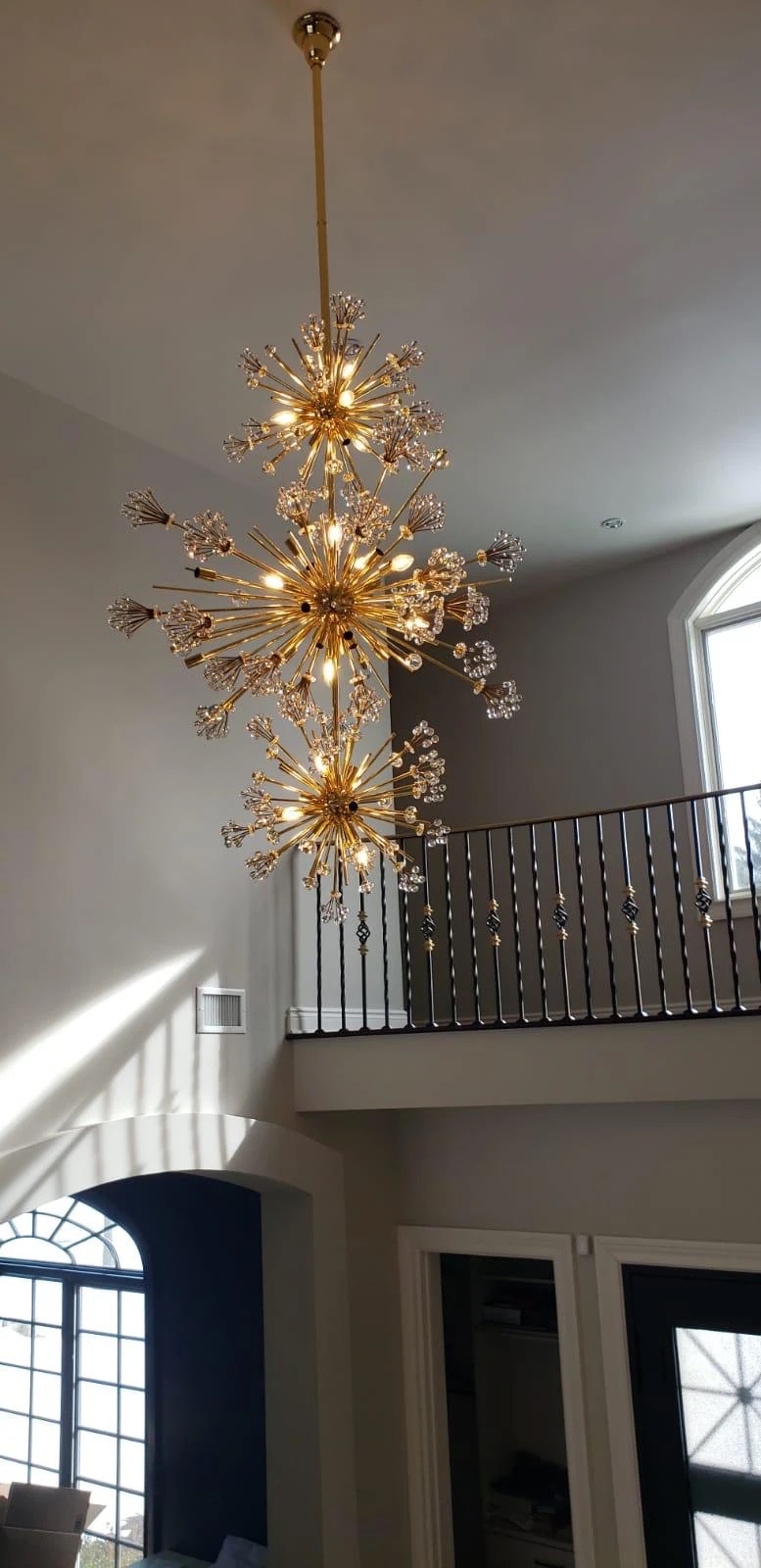 Foyer chandelier install finished